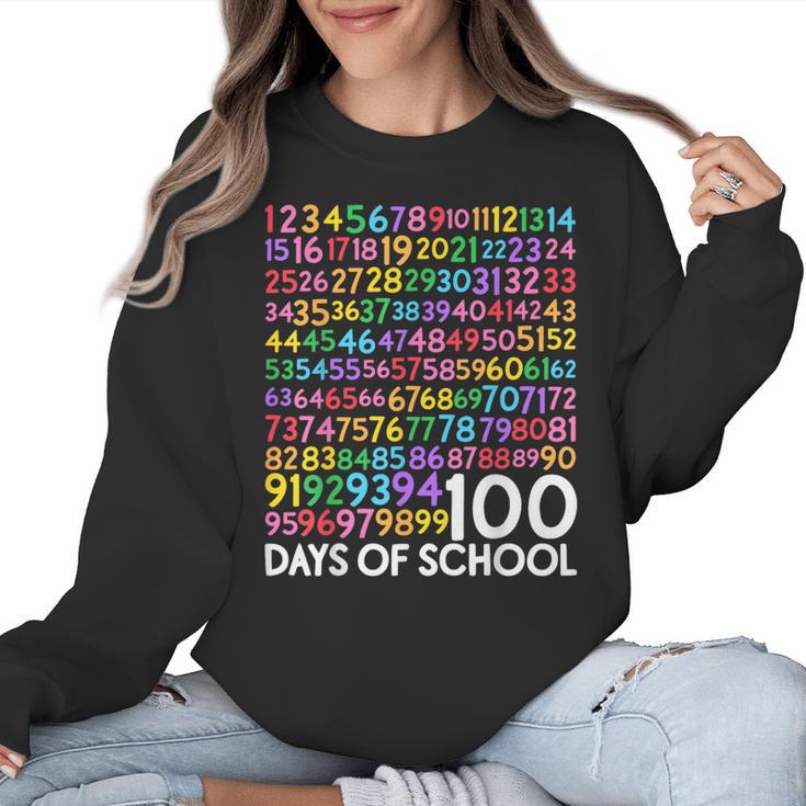 100th Day Of School Teacher Kids 100 Days Math Numbers Women Crewneck Sweatshirt
