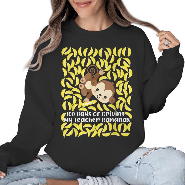 100th Day Of School Teacher Monkey Pun Banana For Men Women Girls Kids Women Crewneck Sweatshirt, trending gift