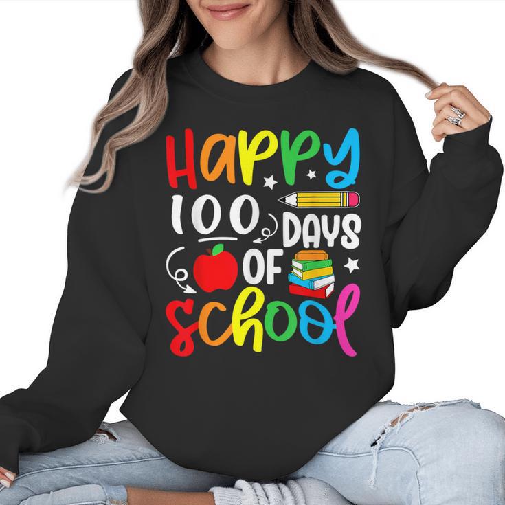 100th Day Of School Teachers Kids Girls Child Happy 100 Days Women Crewneck Sweatshirt