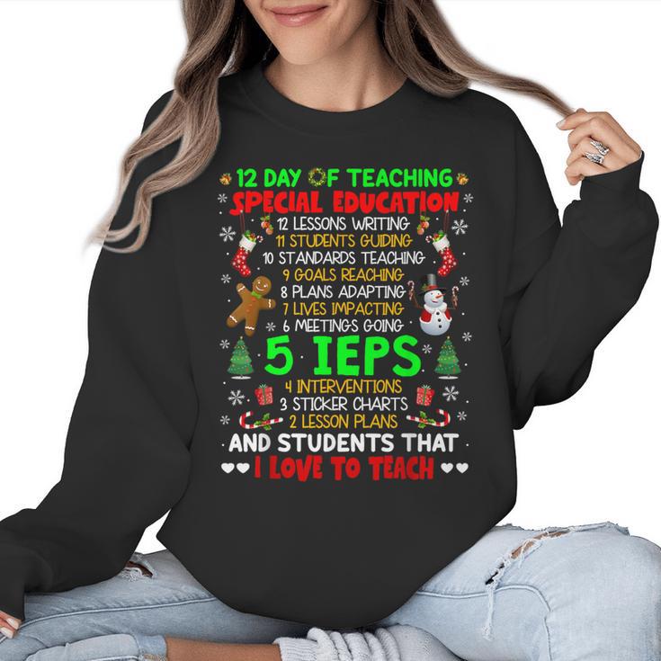 12 Days Of Teaching Special Education IEPS SPED Teacher Xmas Women Crewneck Sweatshirt