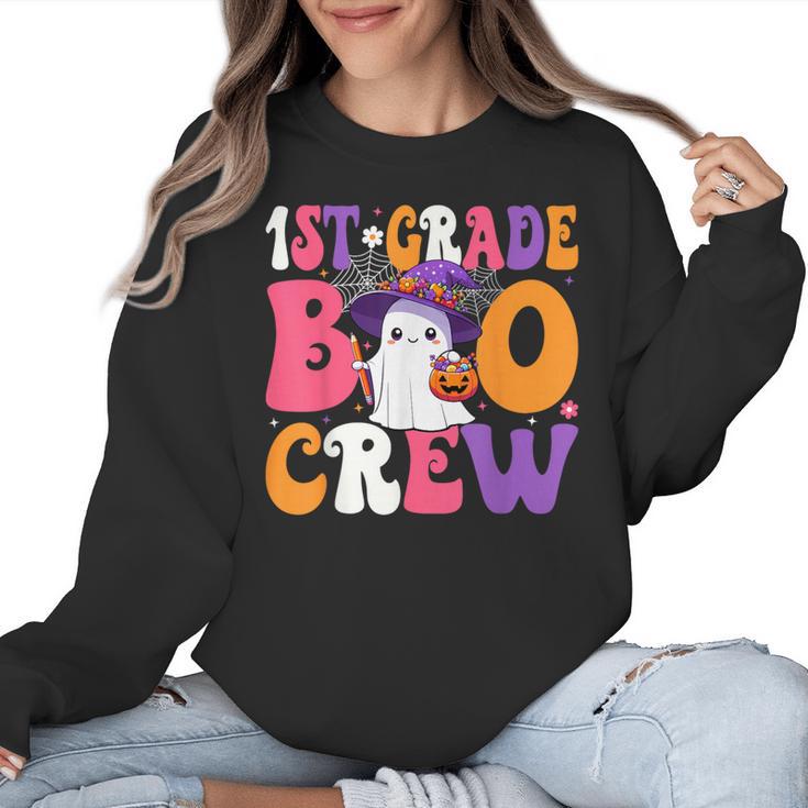1st Grade Boo Crew Halloween First Grade Halloween Teacher Women Crewneck Sweatshirt