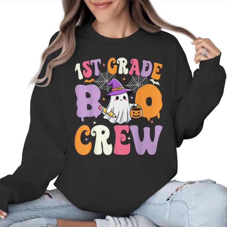 1st Grade Boo Crew Spooky First Grade Halloween Teacher Women Crewneck Sweatshirt