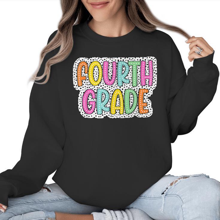 4th Grade Back To School Dalmatian Dots Teacher Student Women Crewneck Sweatshirt