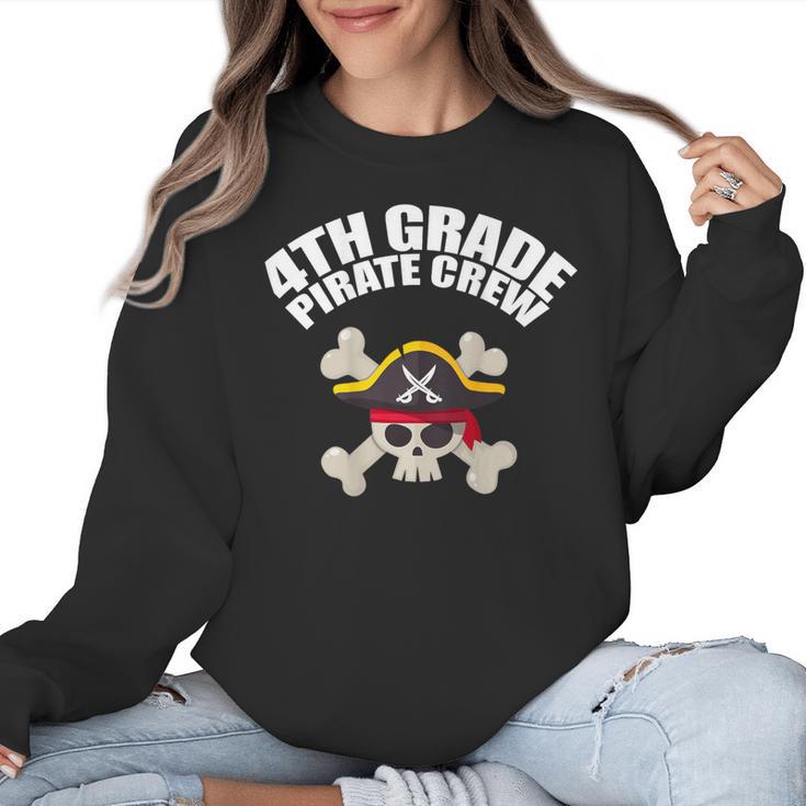 4th Grade Pirate Crew Halloween Costume Cool Teacher Student Women Crewneck Sweatshirt
