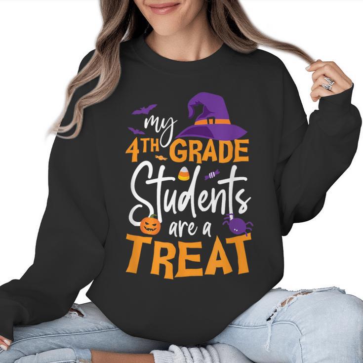 My 4th Grade Students Are a Treat Teacher Halloween Witch For Men Women Kids Women Crewneck Sweatshirt