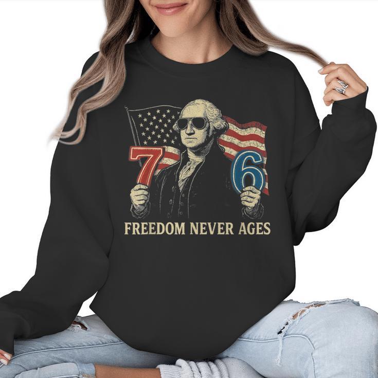 6-7 7-6 George Washington Freedom For Teachers Women Crewneck Sweatshirt