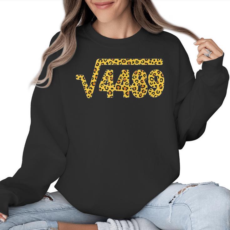6 7 Leopard Pattern Meme Square Root 4489 Slang Math Teacher Women Crewneck Sweatshirt