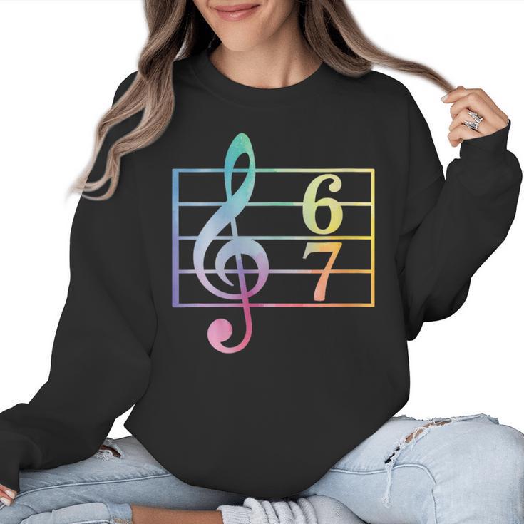 67 Music Meme Slang Six Seven Music Teacher Musician Women Crewneck Sweatshirt
