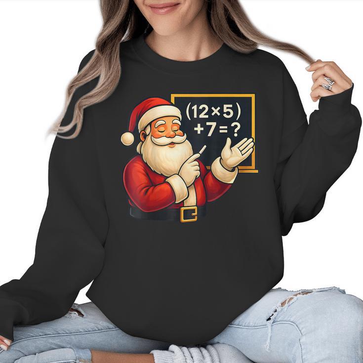 67 Teacher Santa Christmas Six Seven Meme Math Xmas Women Crewneck Sweatshirt