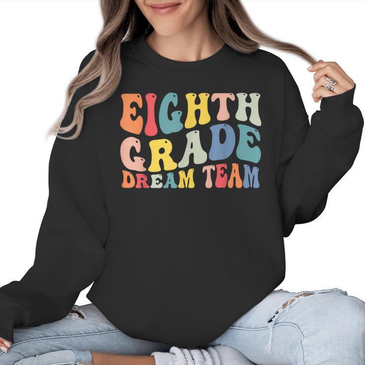 8th Grade Dream Team Teachers Boys Kids Retro Back To School Women Crewneck Sweatshirt