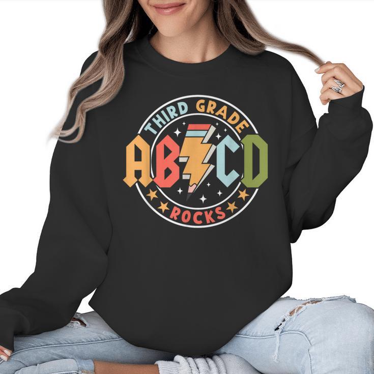 ABCD 3rd Grade Rocks Pencil Lightning Teachers Rock Boys Women Crewneck Sweatshirt