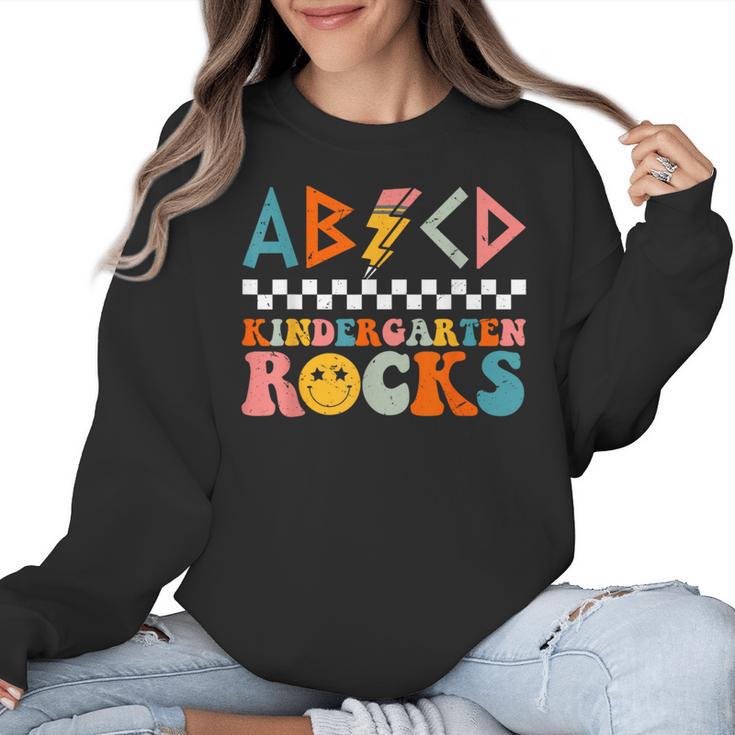 ABCD Kindergarten Rocks Back To School Teacher Kindergarten Women Crewneck Sweatshirt