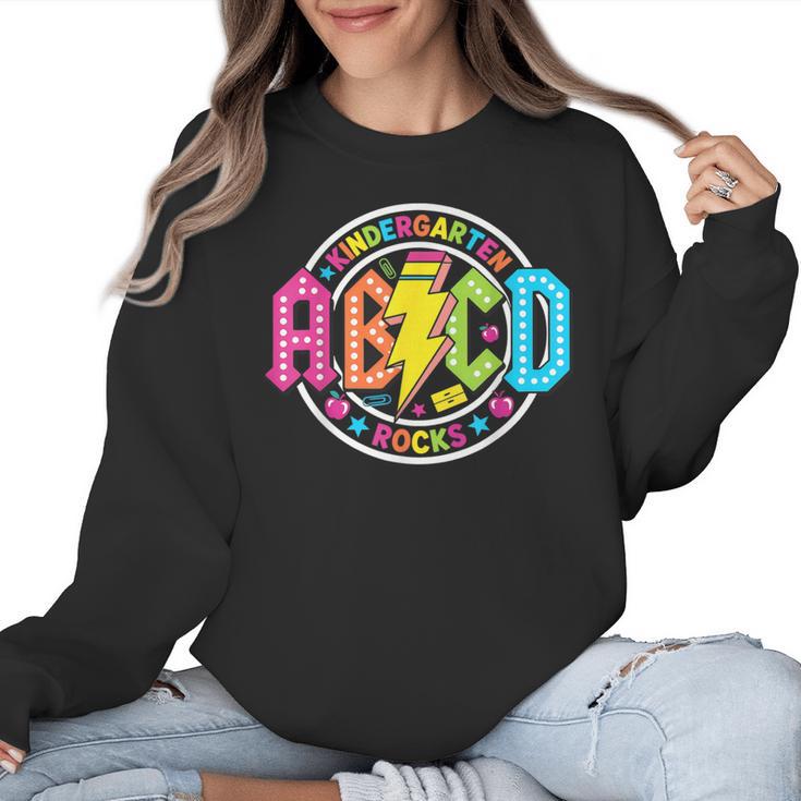 ABCD Kindergarten Rocks Back To School Teachers Students Women Crewneck Sweatshirt
