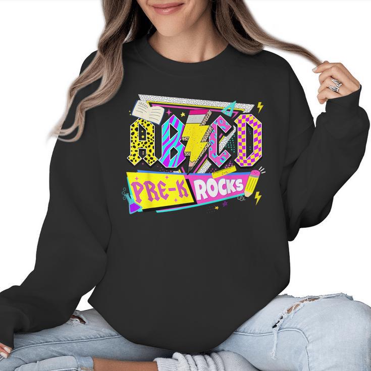 ABCD Pre-K Rocks Back To School PreK Kindergarten Teacher Women Crewneck Sweatshirt