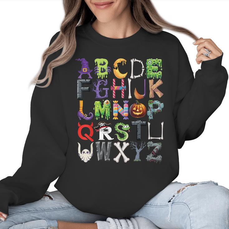 ABCs Alphabet Halloween Learning Kindergarten Teachers Women Crewneck Sweatshirt