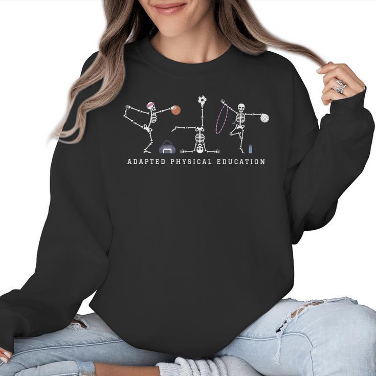 Adapted Physical Education Teacher Skeleton Sports Phys Ed Women Crewneck Sweatshirt