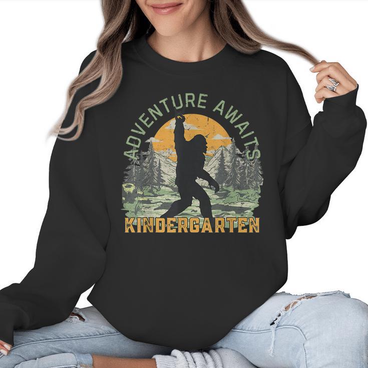 Adventure Awaits Bigfoot Teacher Kindergarten Back To School Women Crewneck Sweatshirt
