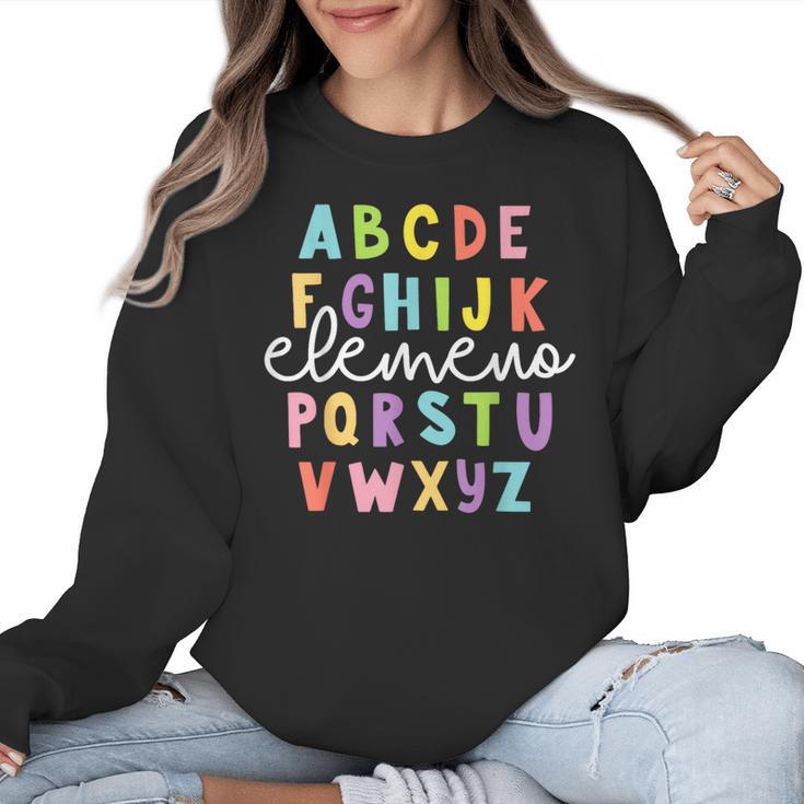 Alphabet ABC Elemeno Teacher Student Back To School Women Crewneck Sweatshirt