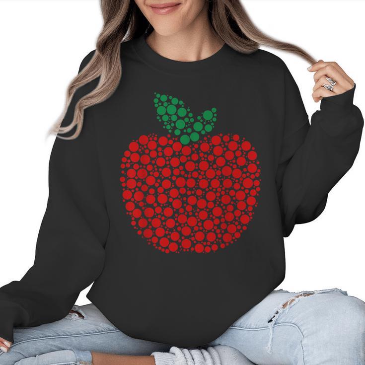 Apple Dot Pattern Art Teacher Appreciation Men Women Humor Women Crewneck Sweatshirt