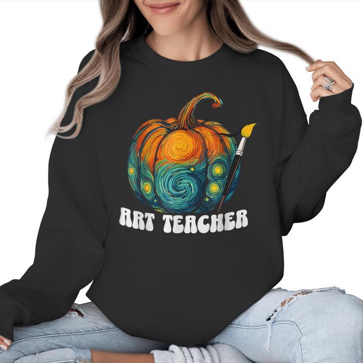 Art Teacher Pumpkin Halloween Night Men Women Women Crewneck Sweatshirt