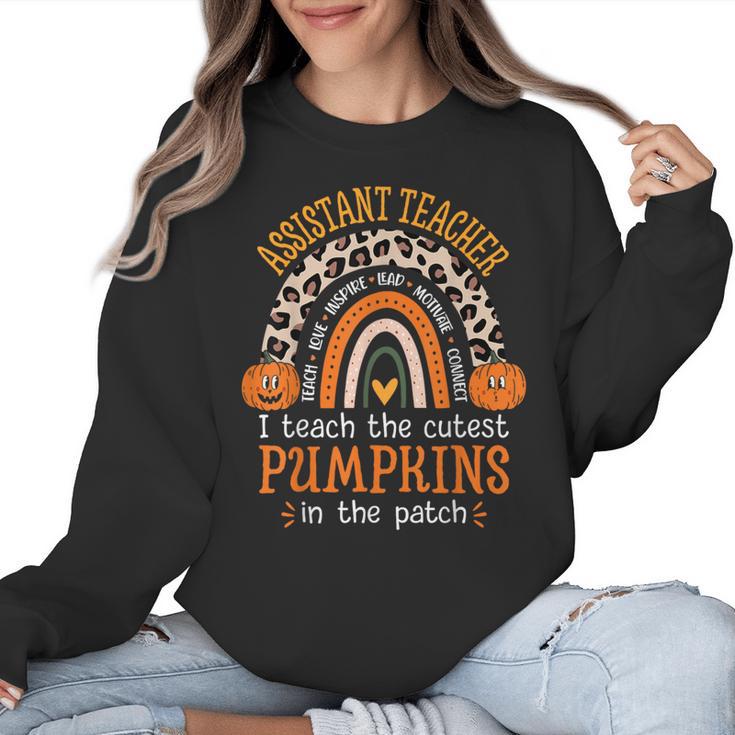 Assistant Teacher Rainbow Leopard Halloween Teacher Women Crewneck Sweatshirt
