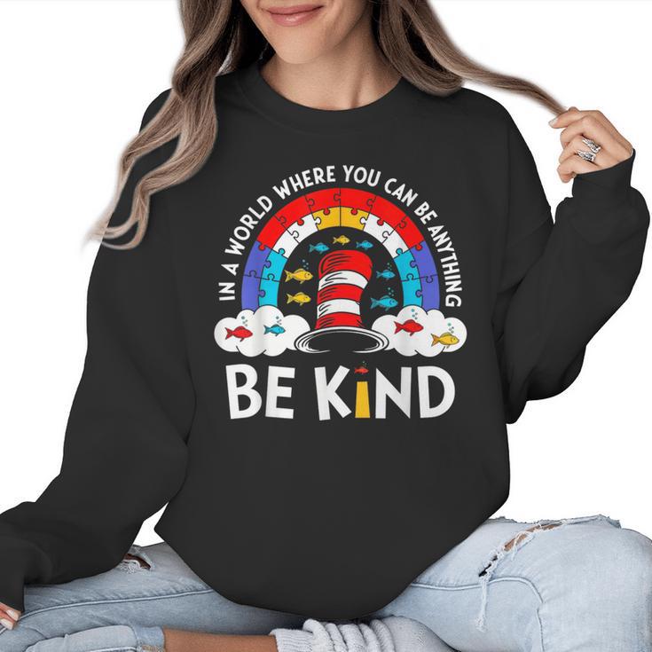 Autism Awareness For Teacher Why Fit In Doctor Cat Hat Cool Women Crewneck Sweatshirt