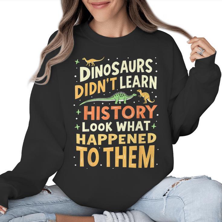 Back To School Dinosaur Social Studies Teacher Student Women Crewneck Sweatshirt