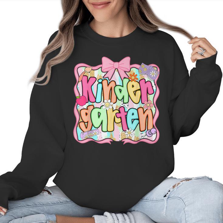 Back To School Kindergarten Preppy Teacher Girl Women Crewneck Sweatshirt