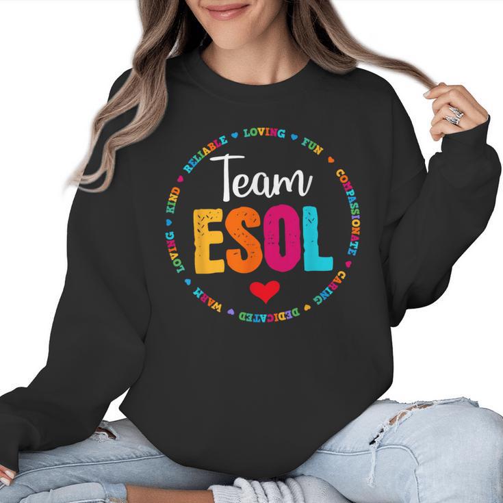 Back To School Teachers Crew Students Team ESOL Teacher Women Crewneck Sweatshirt