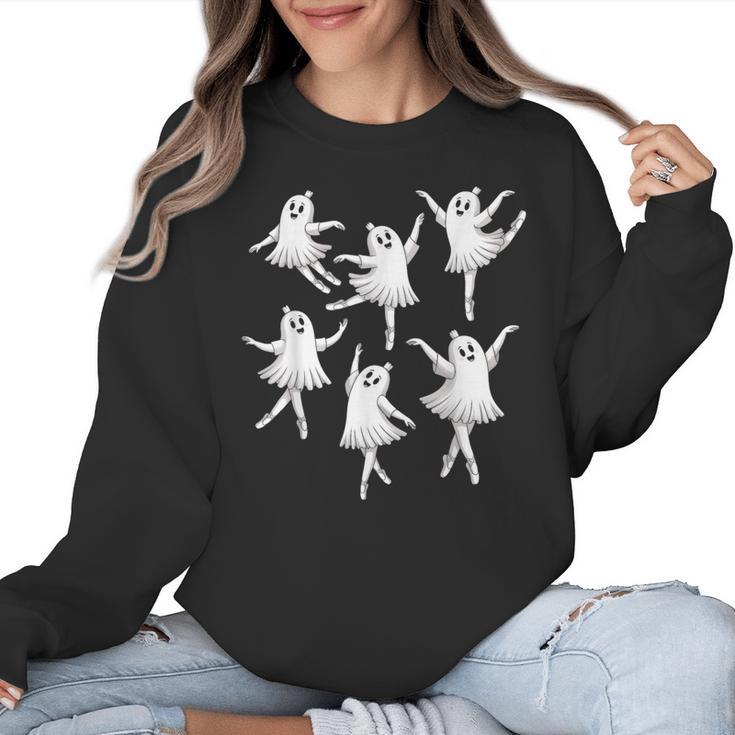 Ballet Ghost Dancer Spooky Dance Teacher Halloween Costume Women Crewneck Sweatshirt