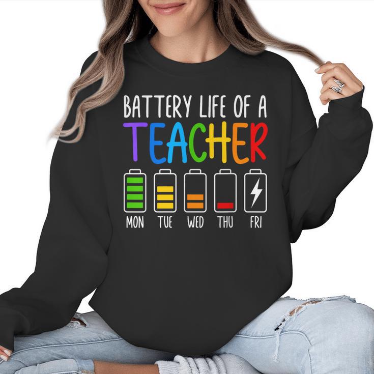 Battery Life Of A Teacher School Teacher Appreciation Women Crewneck Sweatshirt