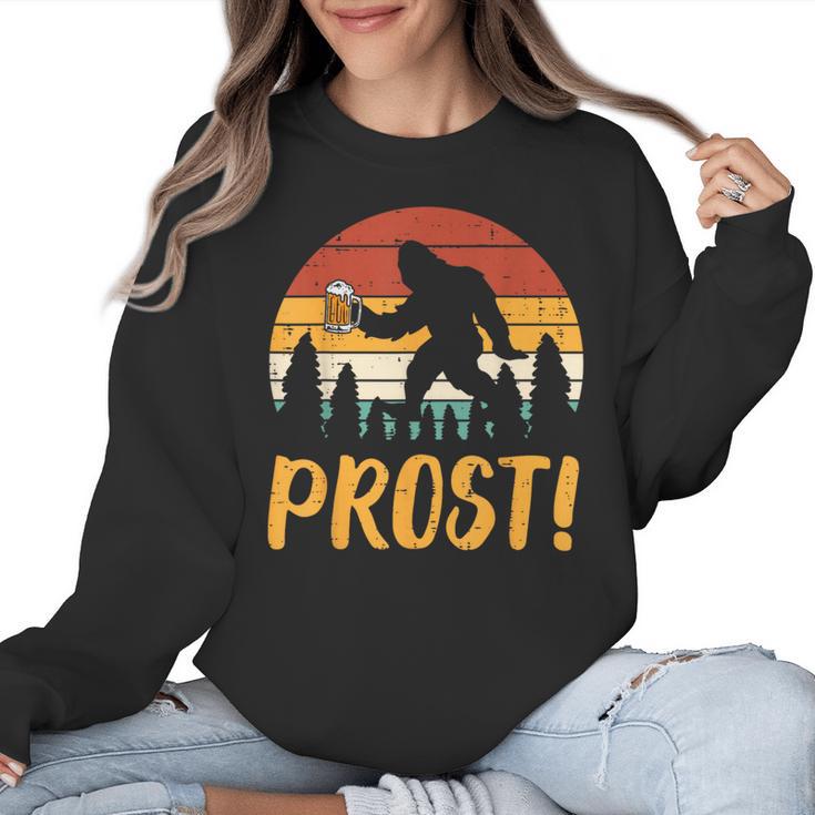 Bigfoot Sasquatch Prost Retro Bavarian Oktoberfest Men Women Women Crewneck Sweatshirt