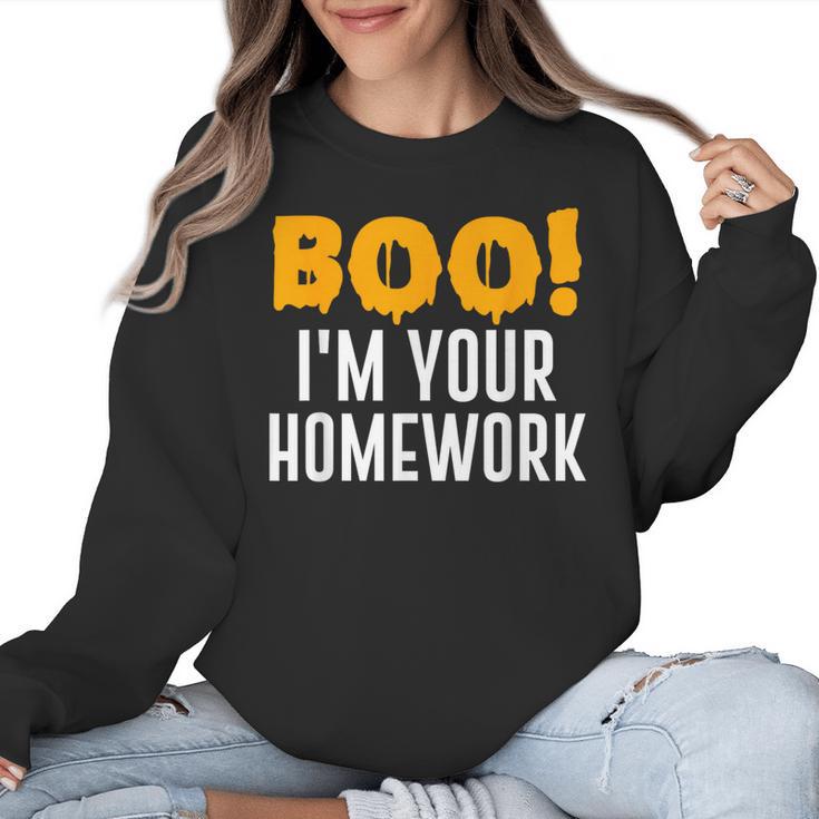 Boo I'm Your Homework Halloween Teacher Costume Women Crewneck Sweatshirt