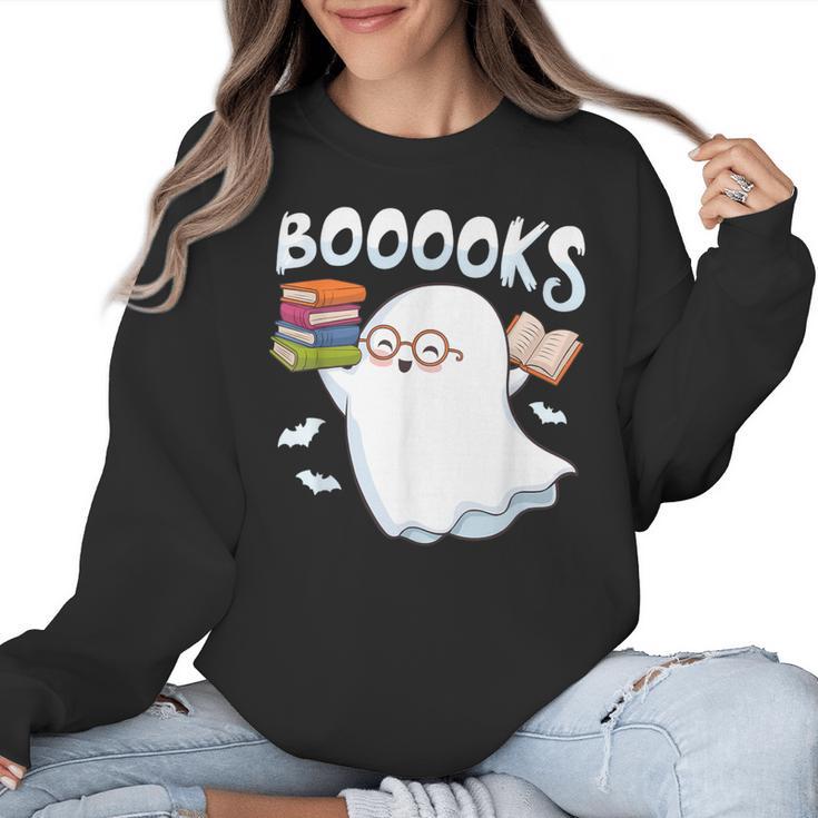Books Halloween Librarian Teacher Reader Reading Book Lover Women Crewneck Sweatshirt