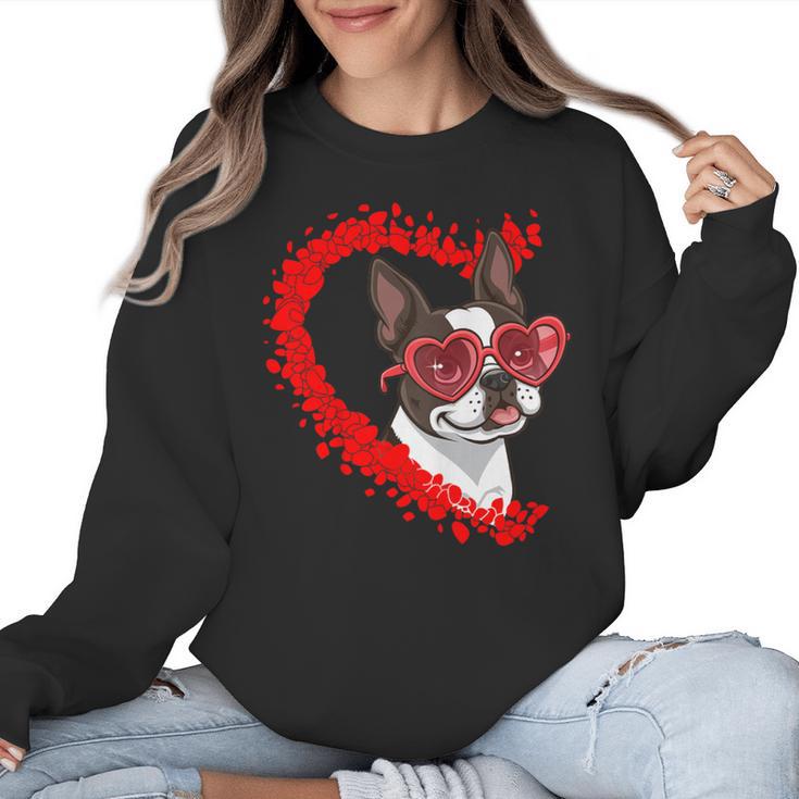 Boston Terrier Dog Mom Dad Valentine’s Day Pet Lover For Men Women Kids Women Crewneck Sweatshirt, Mom Gifts, Boston Terrier Dad Gifts, Boston Terrier Mom Gifts, trending gift