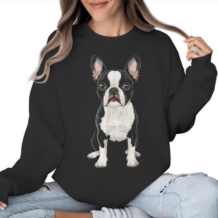 Boston Terrier Dog Motif Pet Art Boston Terrier For Men Women Kids Women Crewneck Sweatshirt