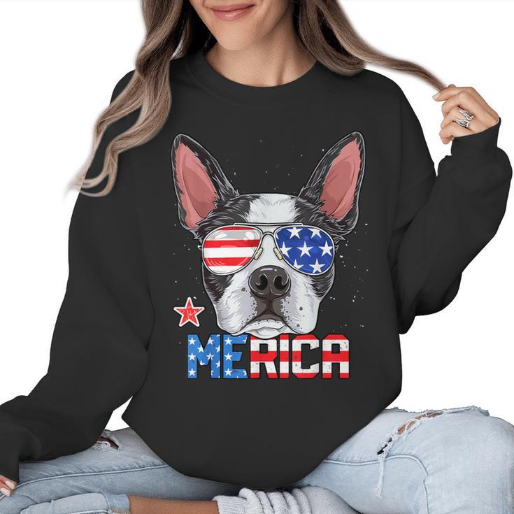 Boston Terrier Merica 4th Of July T Shirt Men Boys Dog Puppy Women Crewneck Sweatshirt