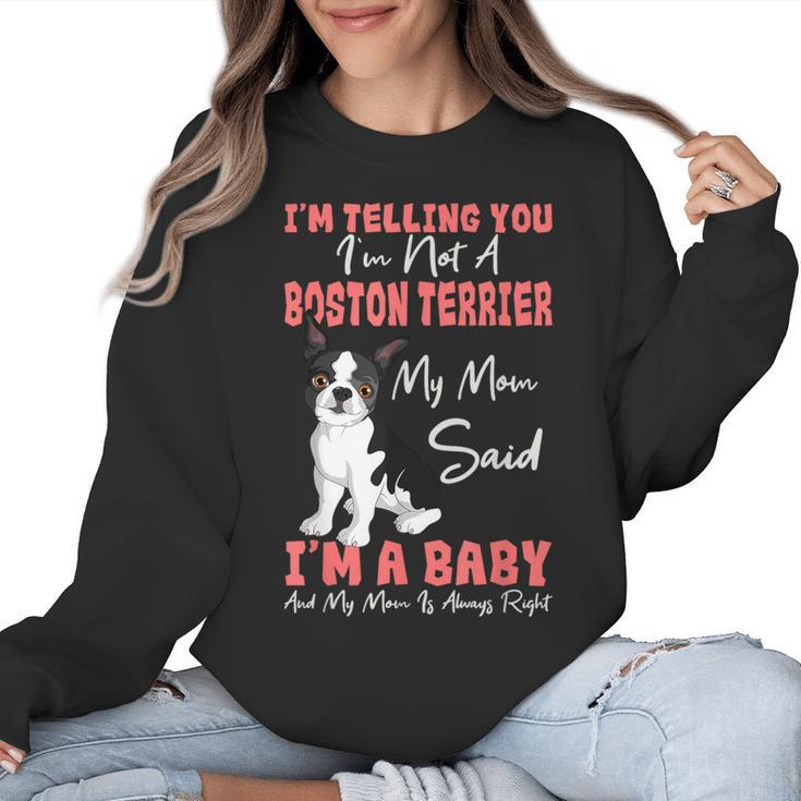 Boston Terrier Mom American Gentleman Dog Lover Mother's Day Women Crewneck Sweatshirt