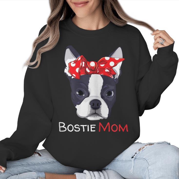 Boston Terrier Mom Bostie Women Girls Women Crewneck Sweatshirt