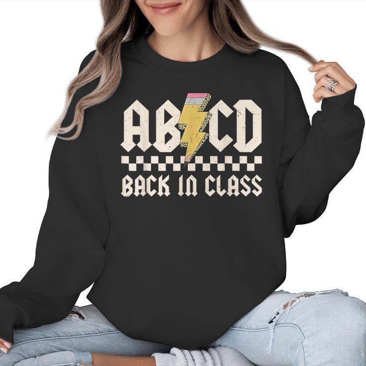 Boys Girls Teachers Rock Back To School ABCD Back In Class Women Crewneck Sweatshirt
