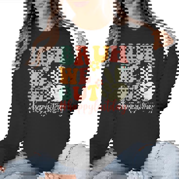 Bruh We Out Teacher Retro Last Day Of School Boys Girls Kids Women Crewneck Sweatshirt