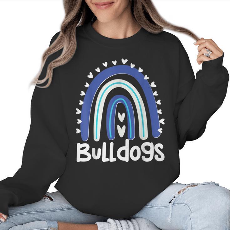 Bulldogs School Mascot Rainbow Teacher Lover Women Crewneck Sweatshirt