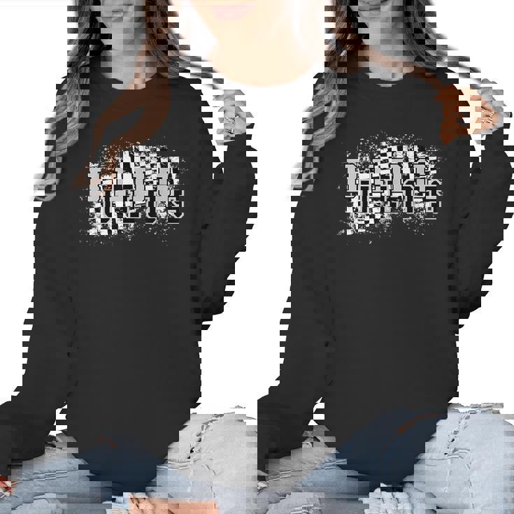 Bulldogs School Spirit Bulldog Pride Checkered Teacher Women Crewneck Sweatshirt