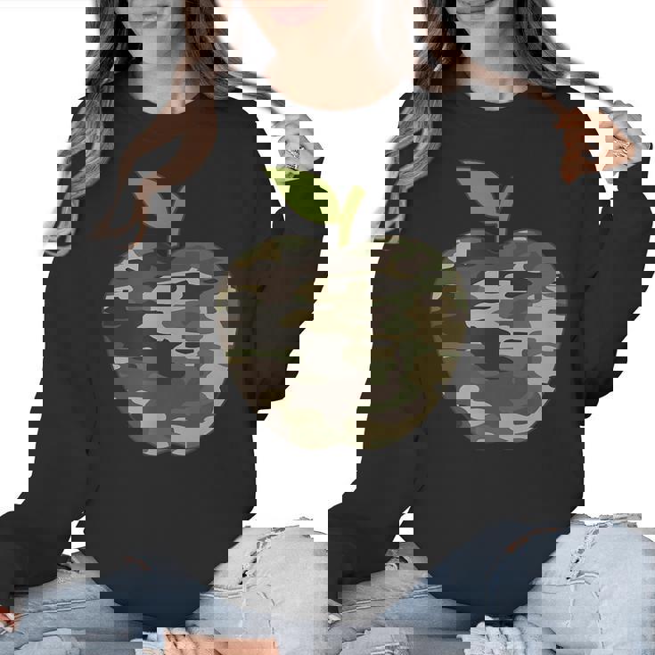 Camo Apple Camouflage Clothing School Student Camo Teacher Men Women Kids Women Crewneck Sweatshirt