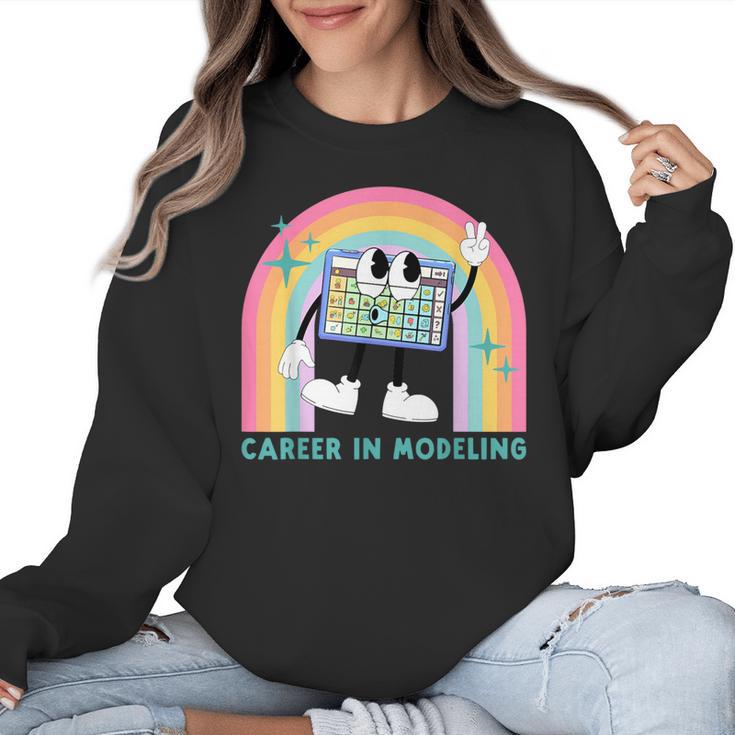 Career In Modeling AAC Teacher SLP SPED Communication Autism Women Crewneck Sweatshirt