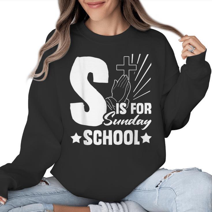 Christian Teacher S Is For Sunday School Essentials Women Crewneck Sweatshirt