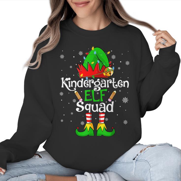 Christmas Kindergarten Elf Squad Teacher Student Women Crewneck Sweatshirt