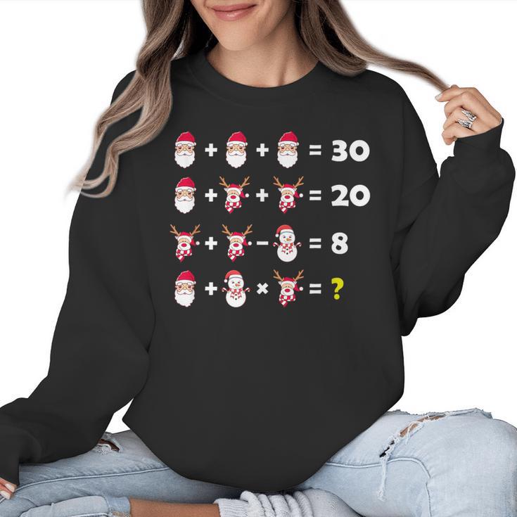 Christmas Math Quiz Teacher Equation Math Teacher Women Crewneck Sweatshirt
