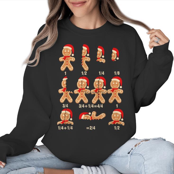 Christmas Math Teacher Equation Gingerbread With Santa Hat Men Women Women Crewneck Sweatshirt
