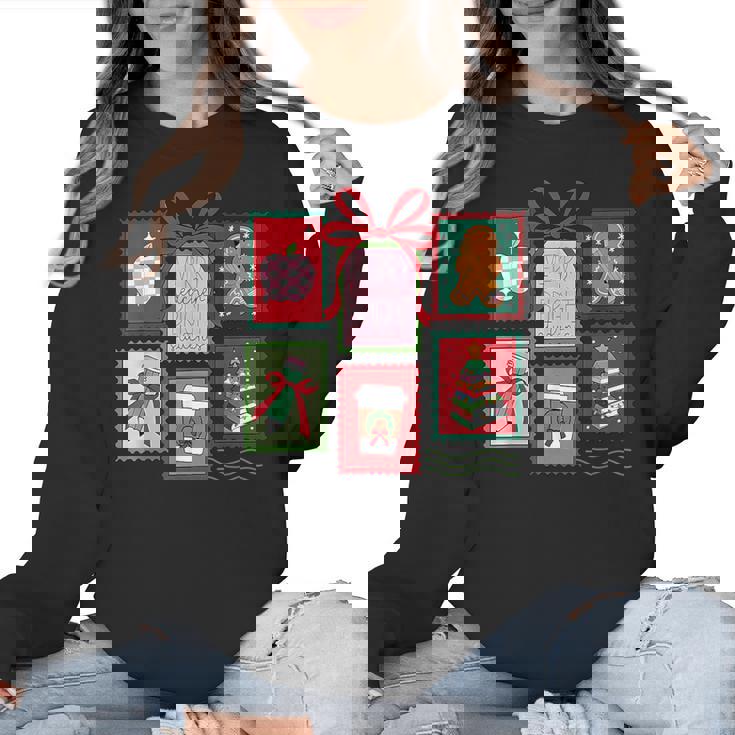 Christmas Teacher Stamps Women Crewneck Sweatshirt